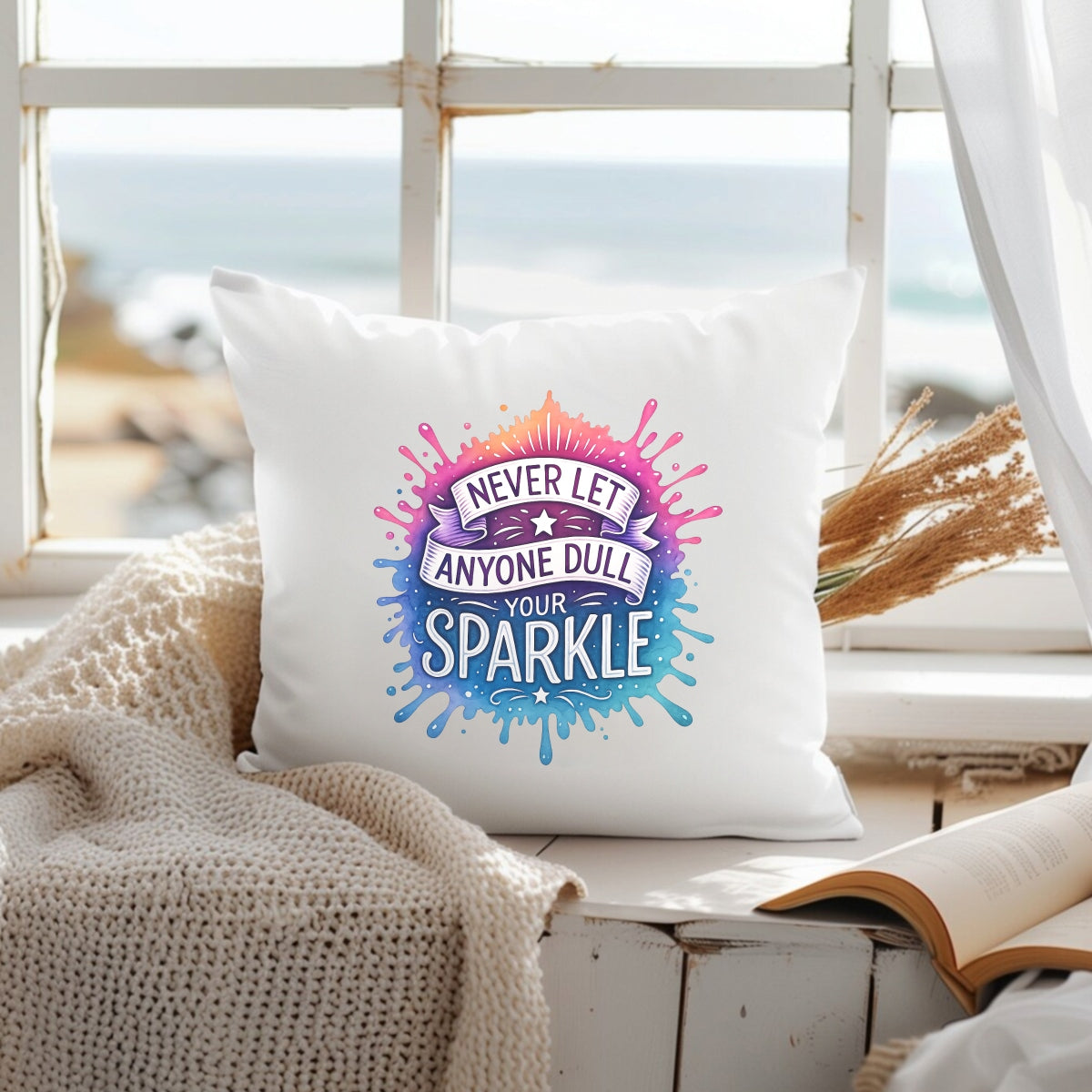 Never Let Anyone Dull Your Sparkle” DTF Transfer , Inspirational Quote Iron-On Patch for T-Shirts, Hoodies, Totes , Vibrant Glitter Effect Heat Press Decal for DIY Clothing