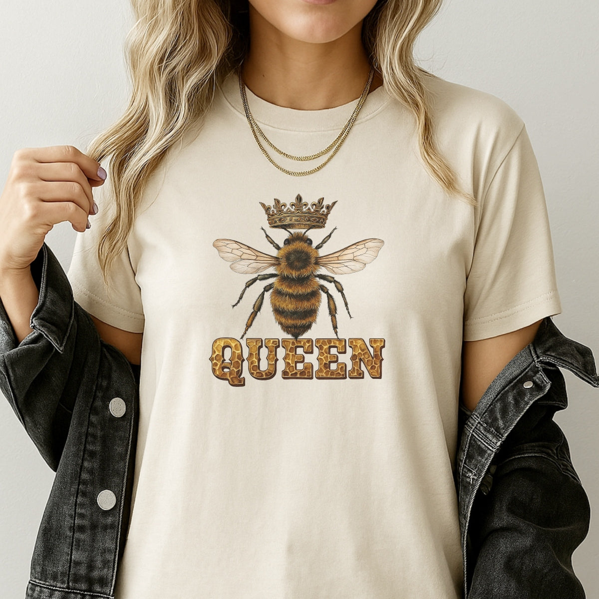 DTF Heat Transfer Iron On Sticker Queen Bee Design Premium Quality Full Color Long Lasting for Clothing Apparel DIY Craft