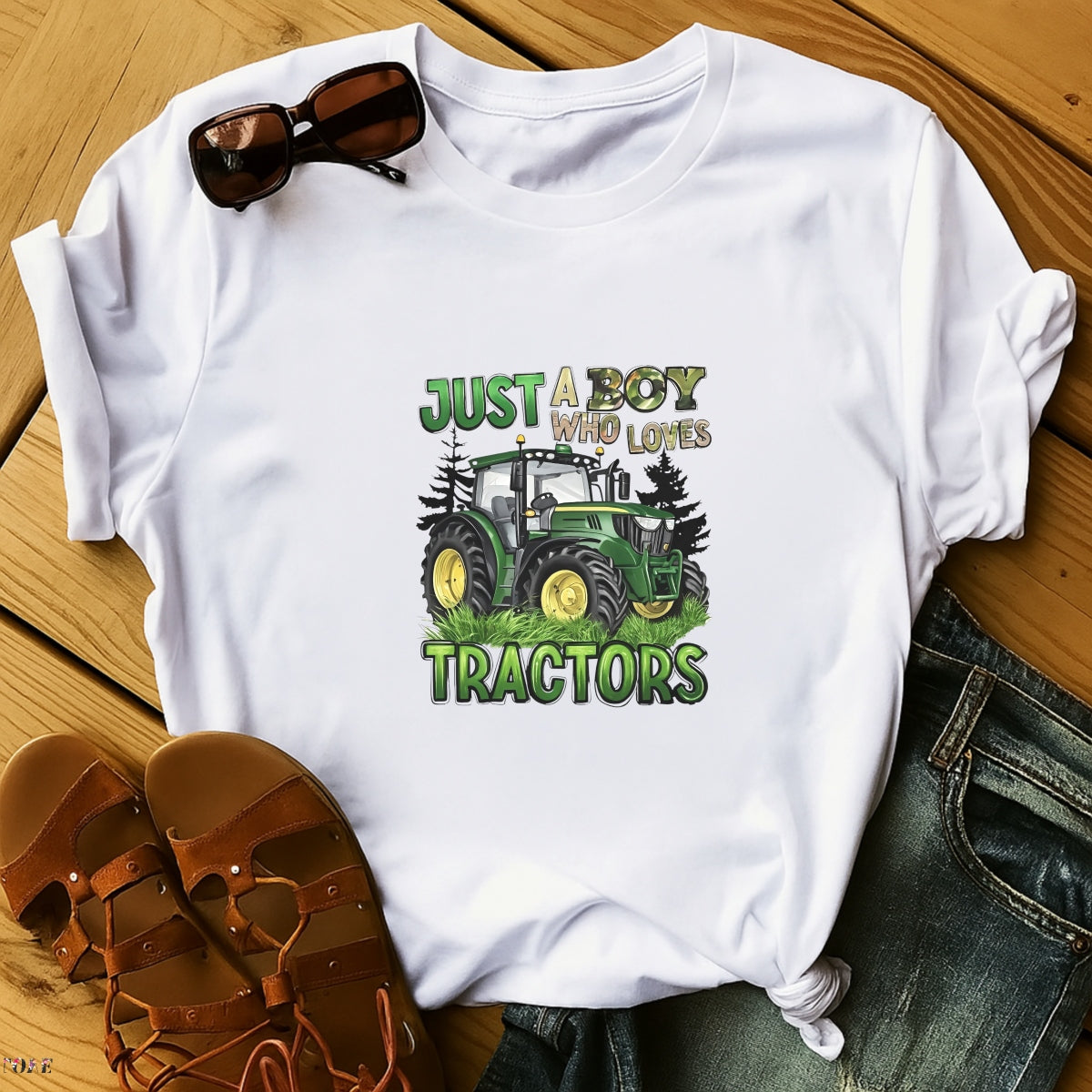 DTF Transfer Decal  Green Style Tractor Art ,Farm Themed Apparel Sticker ,3D Text Outdoor Adventure Decal for Clothing, Tote Bags