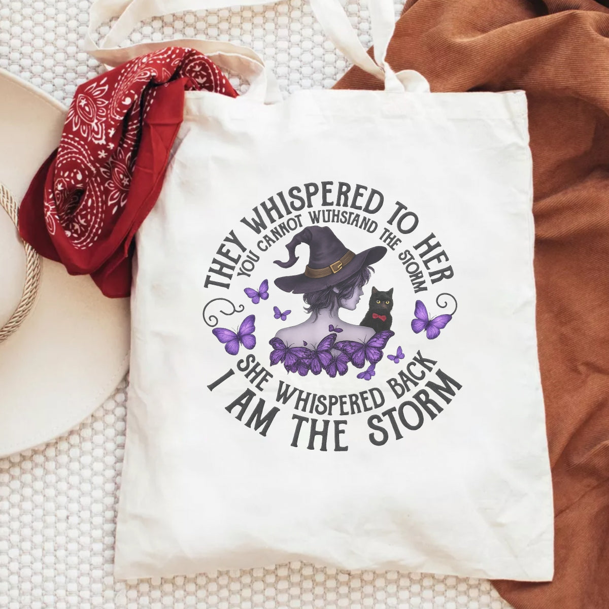I Am The Storm Witch Girl DTF Heat Transfer,Gothic Purple Butterfly Iron-On Decal for T-Shirts, Halloween Witchcraft Sublimation, DIY Apparel Print for Women, Ready to Press
