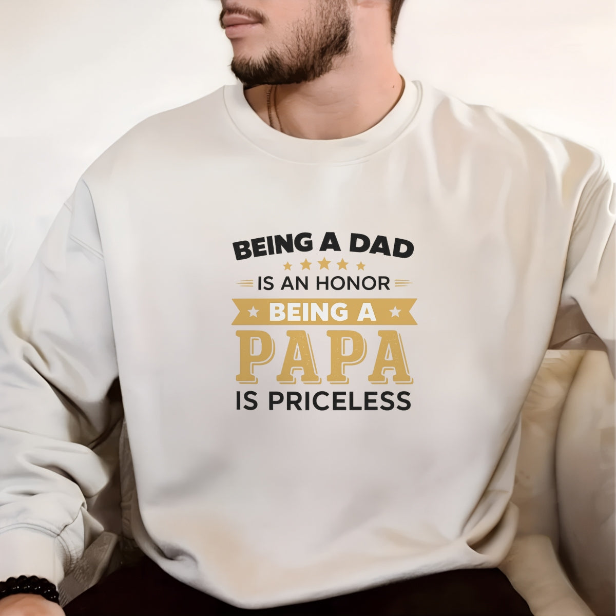 DTF Heat Transfer Iron On Sticker , Father's Day Quote  , Black Gold Gradient Design , Inspirational Apparel Decal for T-Shirts, Hoodies, Tote Bags