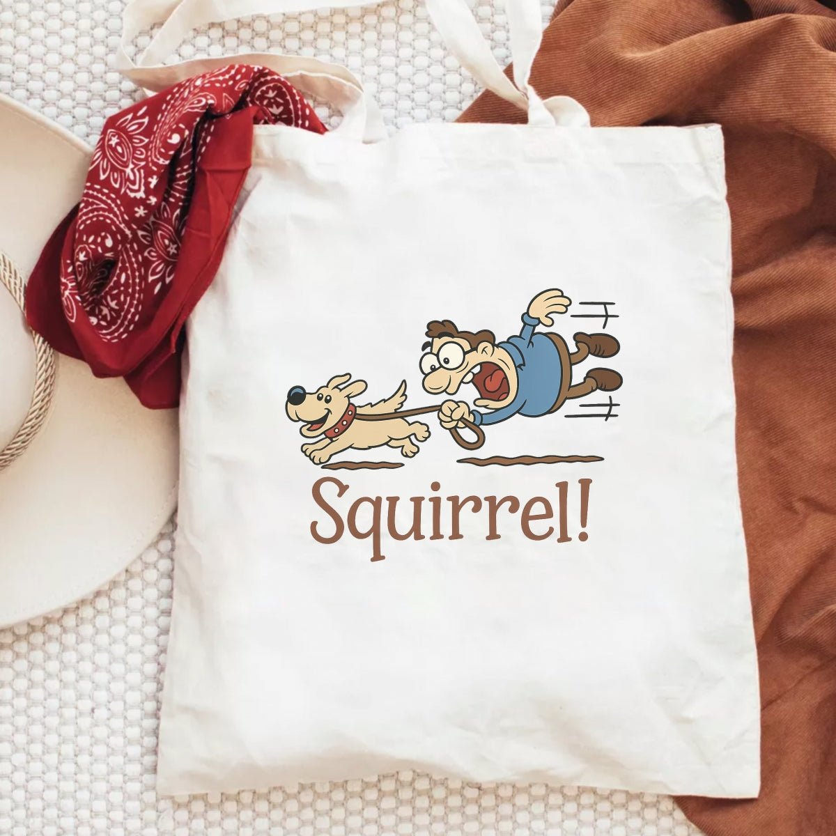 Funny Dog & Man Cartoon DTF Iron On Transfer, Squirrel Reaction Design for T-Shirts, Sweatshirts, Tote Bags,Heat Press Ready, DIY Animal Humor Patch, Cute Pet Lover Gift