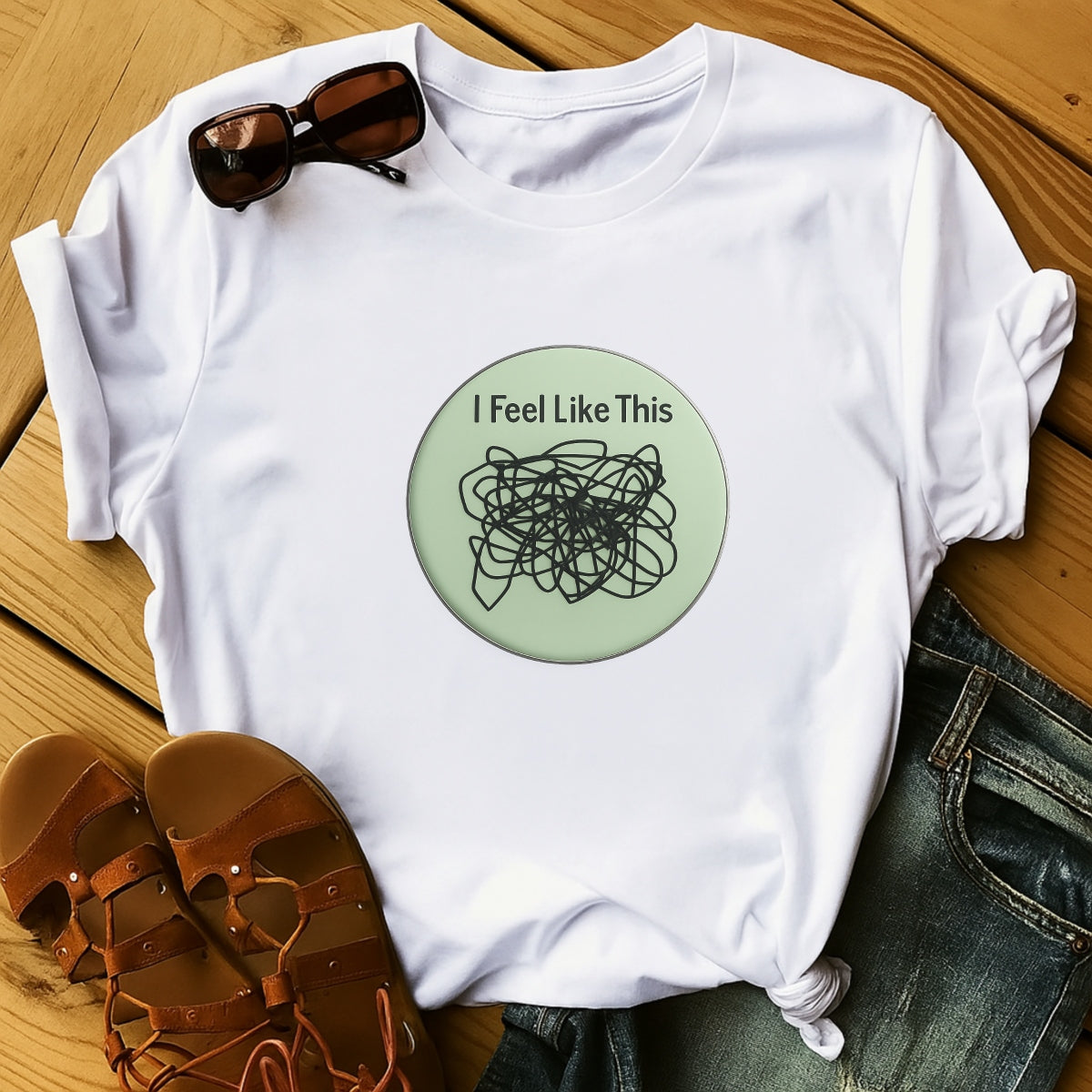 Funny Quote Iron-On Heat Transfer Sticker ,  Emotional Chaos Doodle Design for DIY T-Shirts, Hoodies, Tote Bags ,  Easy Press, Washable, Trendy Graphic Patch for Mental Health and Mood Expression