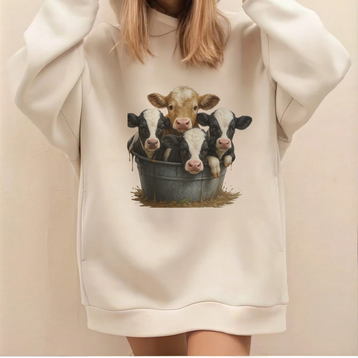 Cute Baby Cow DTF Iron-On Transfer for T-Shirts , Farm Animal Heat Press Decal , DIY Cow Print for Clothing, Bags, Jackets , Durable Washable HTV Patch for Cricut & Heat Press