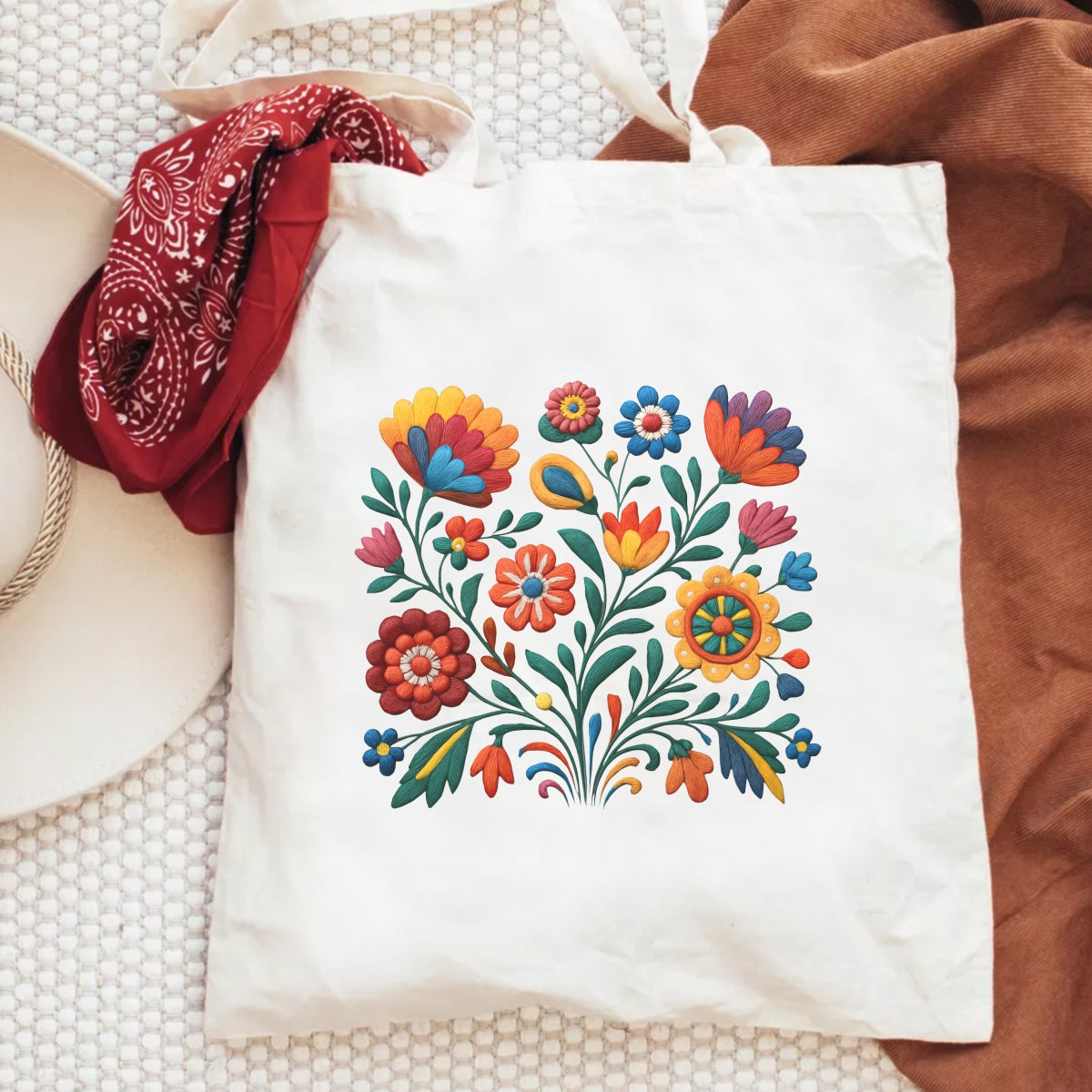 Mexican  Folk Embroidery Style Iron-On Transfer Patch , 3D Colorful Floral Appliqué for DIY T-Shirts, Tote Bags