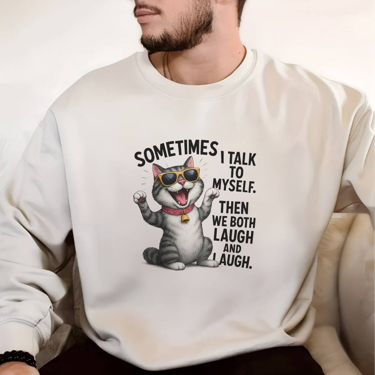 DTF Heat Transfer Iron On Sticker, Funny Cat Self,Talk Sticker for DIY Clothing Jeans Bags Shoes