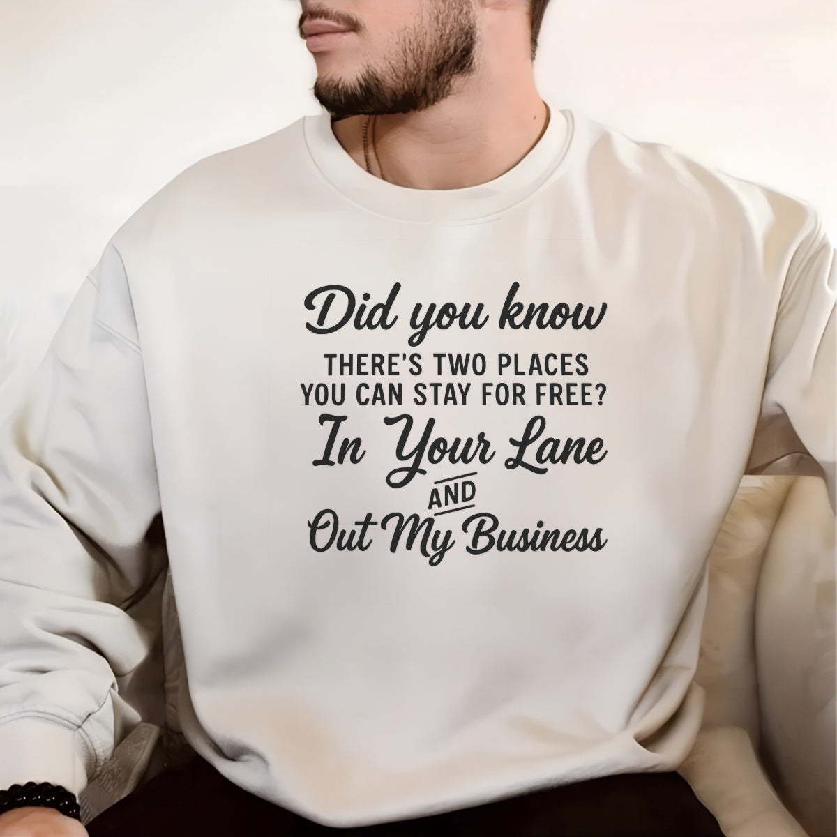 Funny Quote DTF Transfer ,  'Stay in Your Lane and Out My Business' ,  Funny Heat Transfer for T-Shirts, Hoodies, Tote Bags , Colorful Iron-On Decal for DIY Apparel , Ready to Press