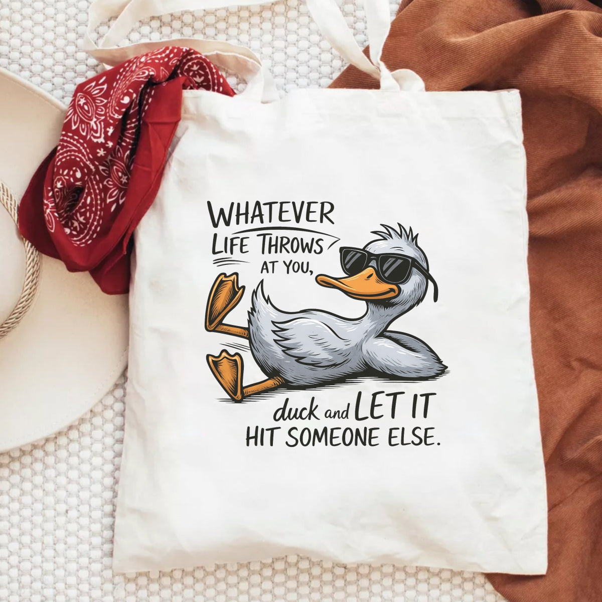 Funny Duck Iron On Transfer ,Cute Cartoon Animal with Quote , Heat Press Decal for DIY T-Shirts, Hoodies, Tote Bags