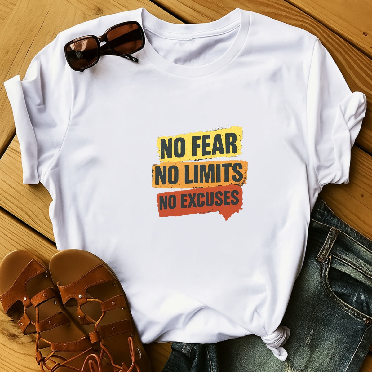 DTF Heat Transfer Iron On Patch ,No Fear No Limits No Excuses , Motivational Graphic for T-Shirts,  Hoodies, Tote Bags