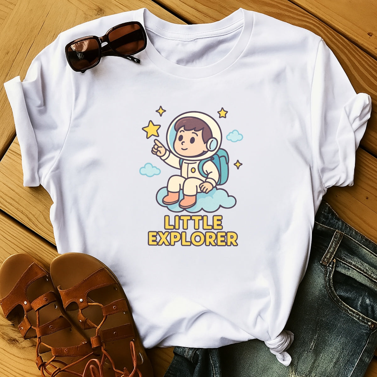 Little Explorer DTF Iron On Transfers for T-Shirts,Cute Astronaut, Cat Artist, and Starry Sky Boy Designs, Heat Press Ready DIY Patches for Clothes, Tote Bags, Hoodies