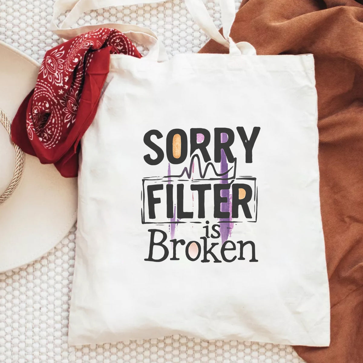 "Sorry My Filter is Broken" DTF Transfers,Edgy Applique Patches for Streetwear & Home Textiles,Bold Graphic Art Style