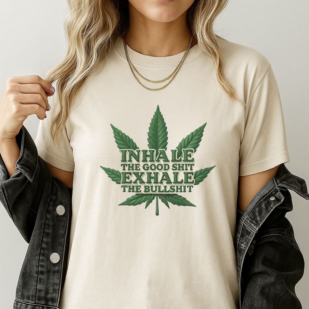 Funny Weed Shirt Transfer , Inhale the Good Sht Exhale the Bullsht Iron-On Patch , Heat Transfer for DIY T-Shirts, Hoodies, Tote Bags