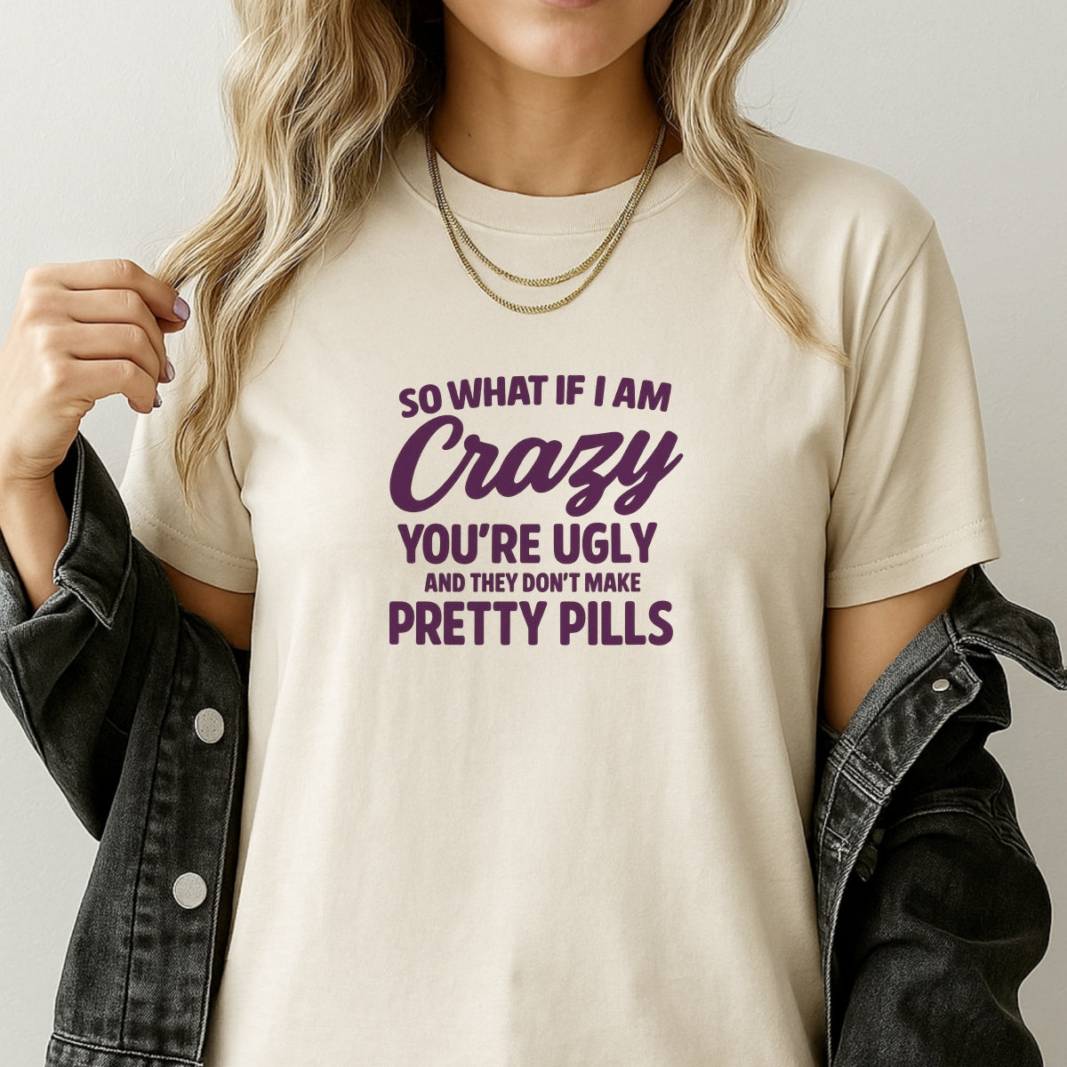 DTF Heat Transfer Iron On Sticker , "SO WHAT IF I AM Crazy" Sassy Quote Graphic ,Viral Social Media Decal for T-Shirts, Hoodies, Tote Bags