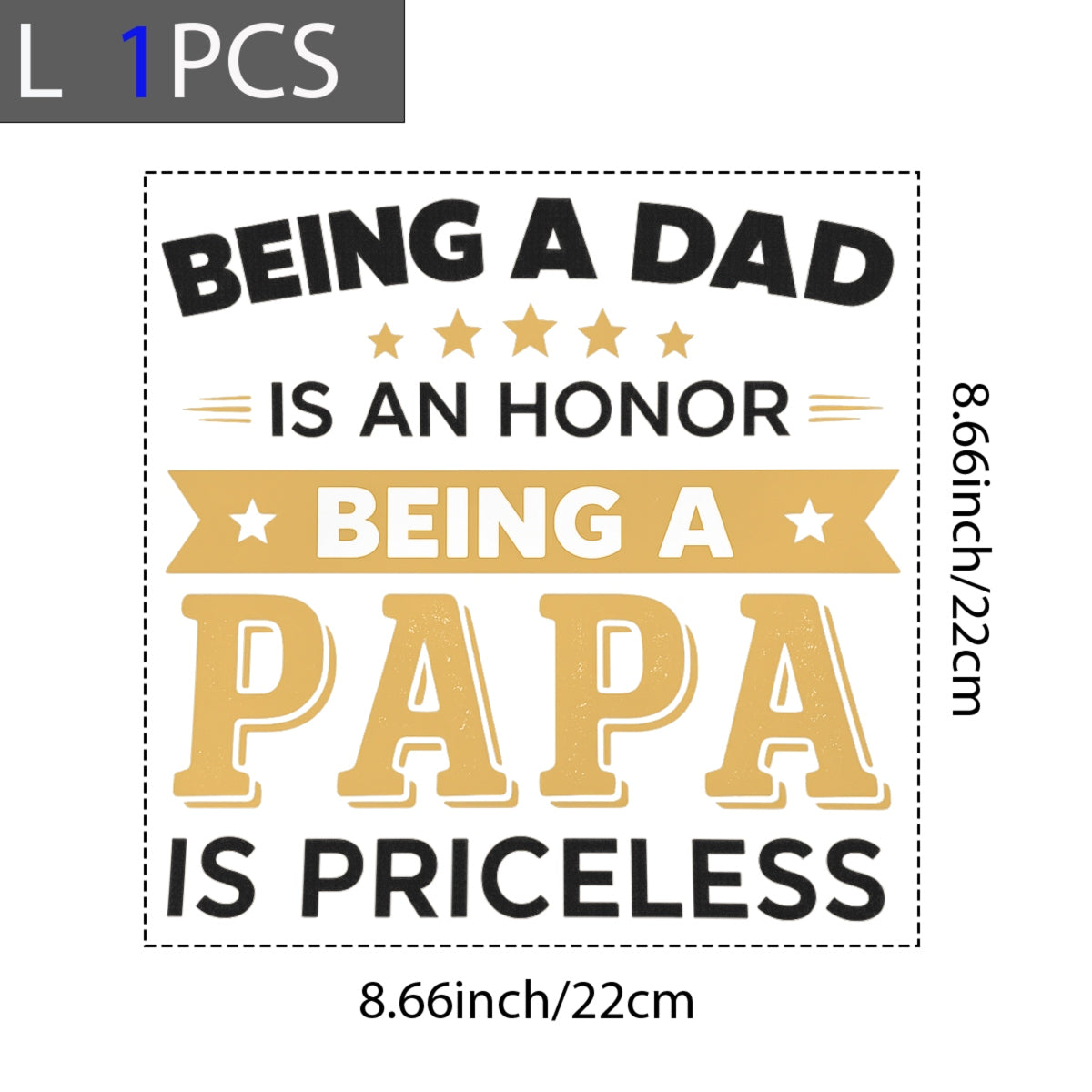 DTF Heat Transfer Iron On Sticker , Father's Day Quote  , Black Gold Gradient Design , Inspirational Apparel Decal for T-Shirts, Hoodies, Tote Bags