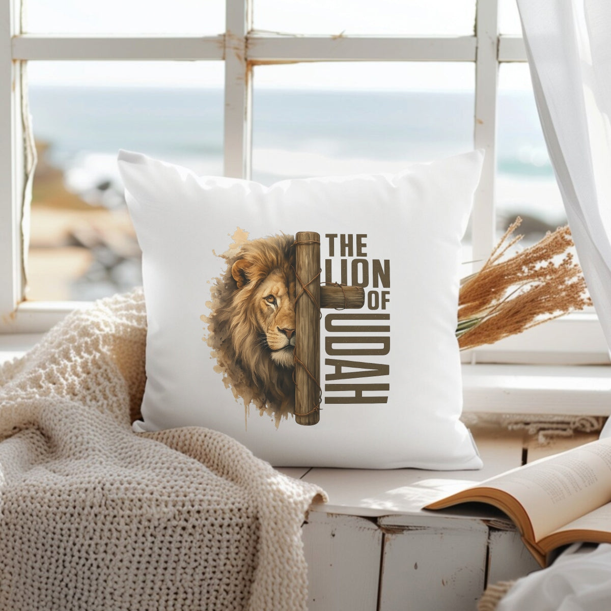 The Lion of Judah DTF Transfer,Christian Iron On Decal for T-Shirts, Bold Religious Lion Cross Design, Heat Press Ready, Faith-Based Graphic for DIY Apparel