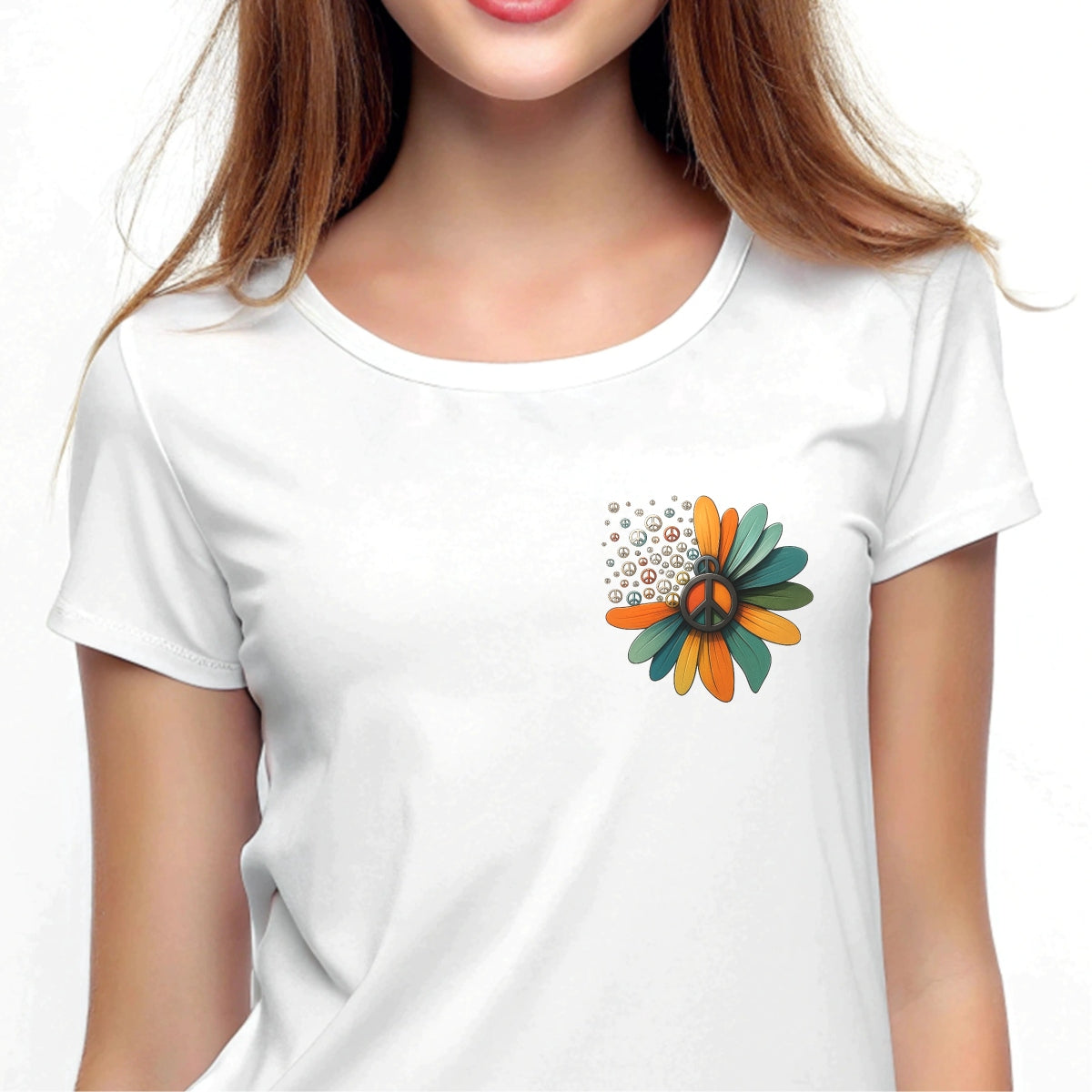 Colorful Peace Sign DTF Transfer,Retro Hippie Boho Flower Iron On for Heat Press,DIY T-Shirts, Hoodies, Tote Bags