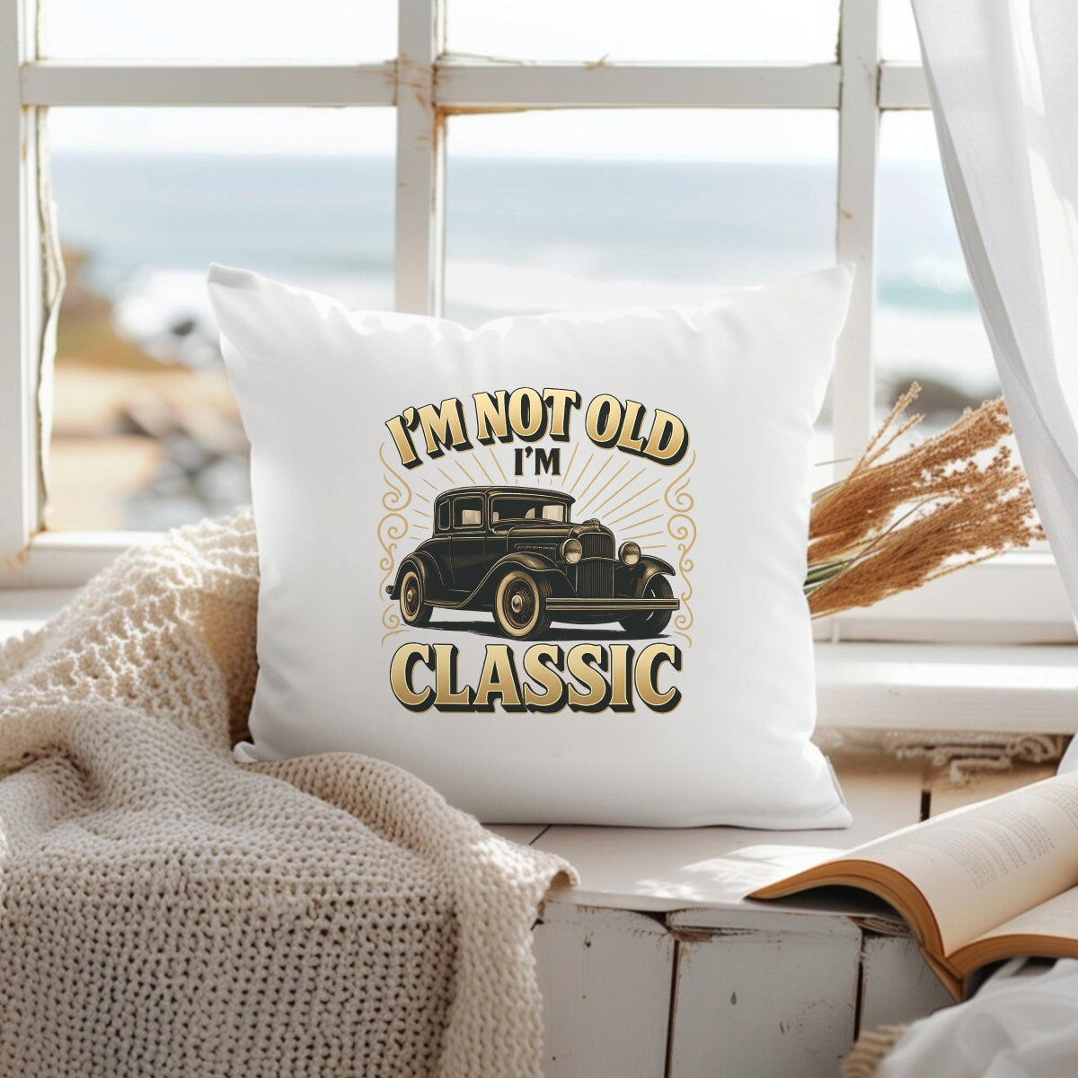 Funny Vintage Car DTF Transfer ,  "I’m Not Old, I’m Classic" Iron On,  Retro Auto Graphic for T-Shirt, Sweatshirt, Hoodie , Heat Press Ready
