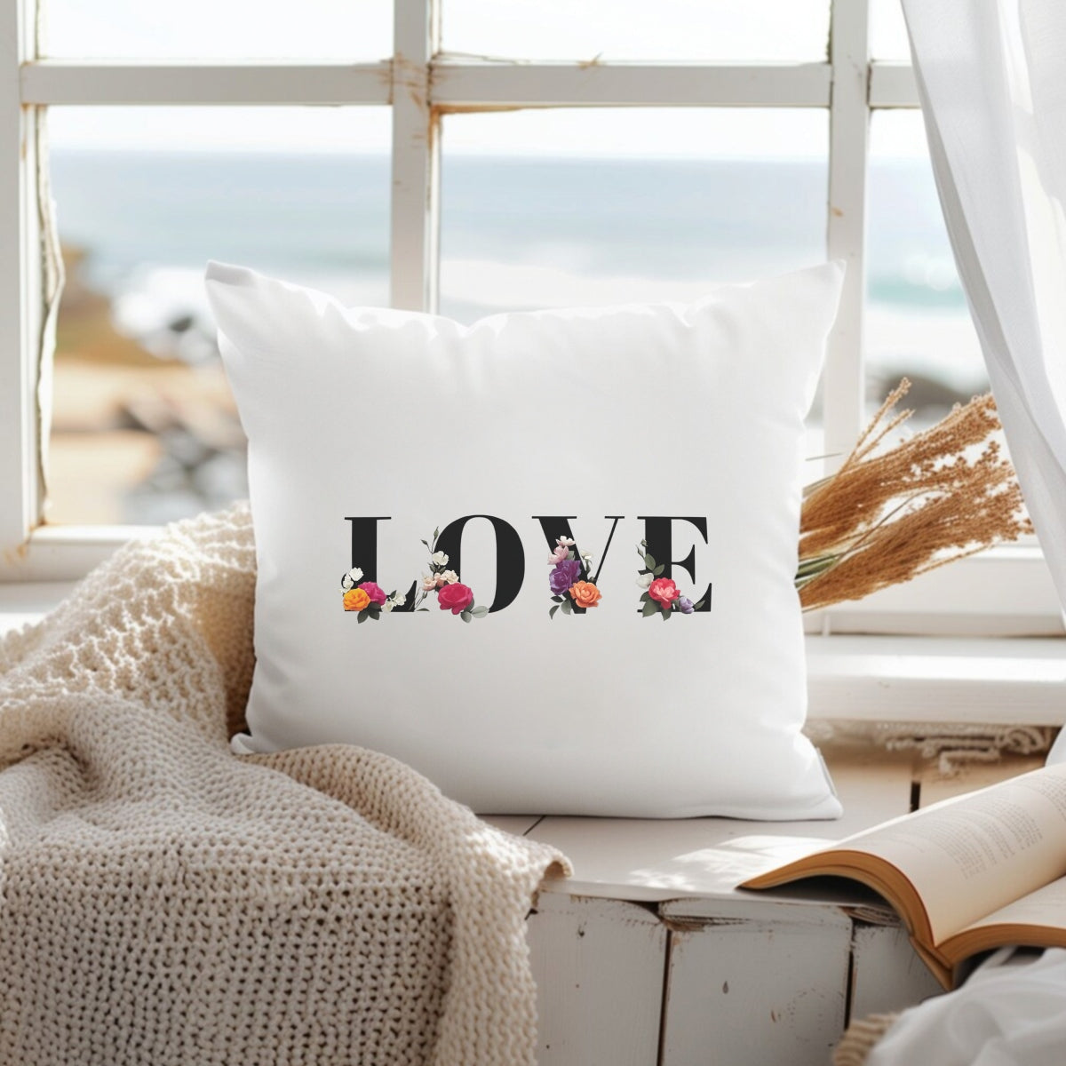 LOVE Floral DTF Transfer for T-Shirts , Romantic Waterproof Heat Press Iron-On Patch for DIY Valentine's Day,  Wedding,  Anniversary,  Aesthetic Graphic Tees, Trendy Apparel Decoration
