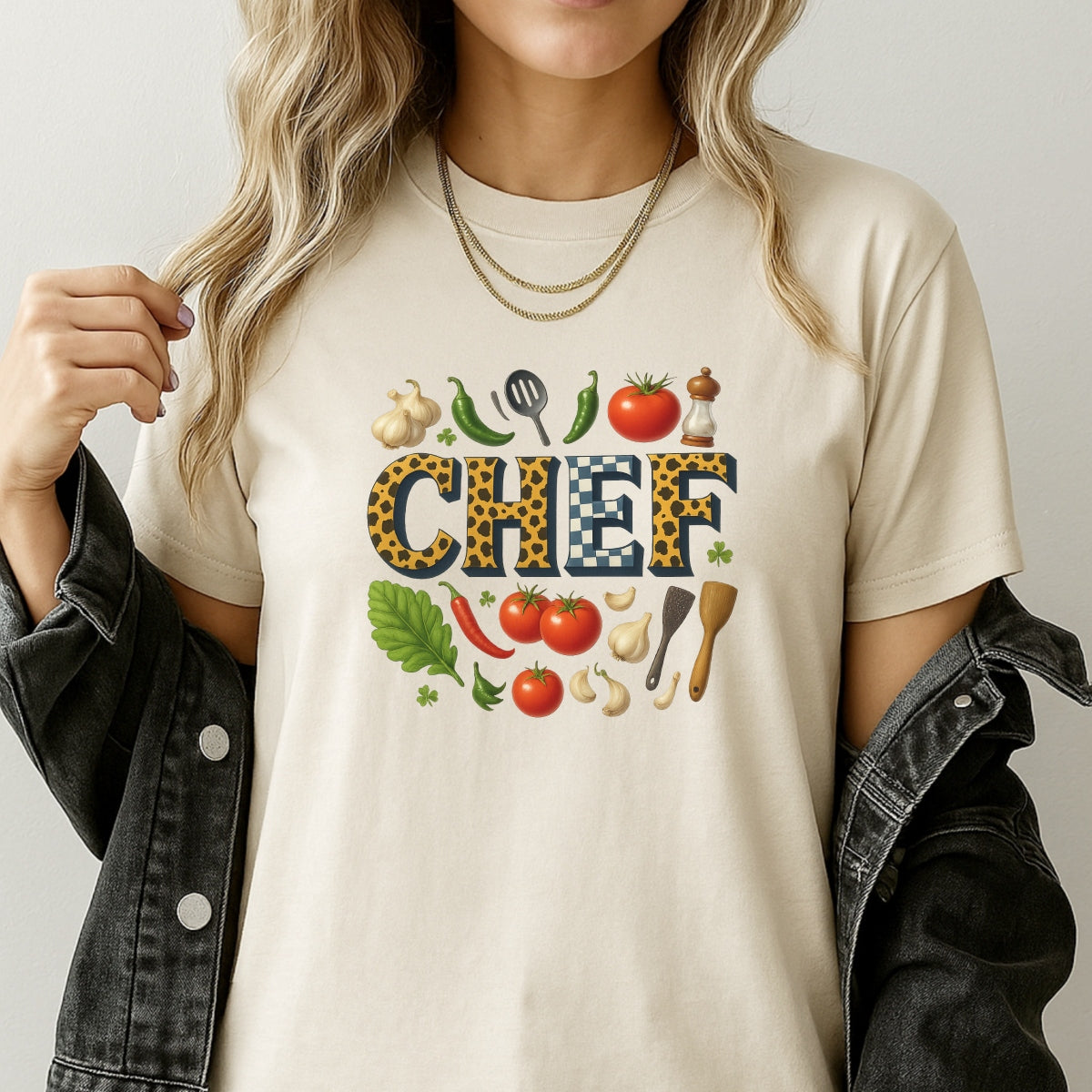 DTF Heat Transfer Iron On Sticker , Vibrant Chef, Garlic, Chili Peppers and Kitchen Tools , Wholesome Kitchen Aesthetic Sticker for Home Decor, Cooking Enthusiast Apparel and Tote Bags