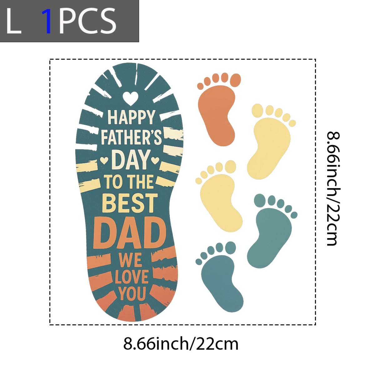 DTF Heat Transfer Iron On Sticker ,  Father's Day Footprint Design with Family Celebration ,   Multi-Color Footprints Symbolizing Family Unity ,  Heartfelt Apparel Decal for T-Shirts, Hoodies