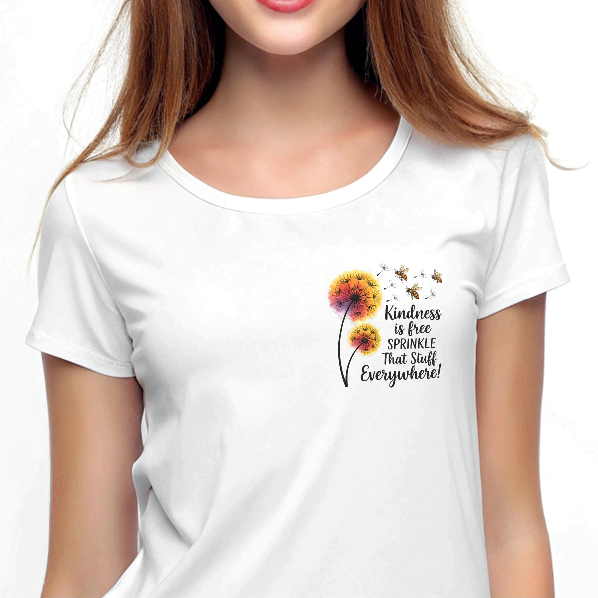 Kindness Quote Iron-On Transfer ,  Colorful Dandelion and Bee DIY Patch for T-Shirts, Tote Bags, Gifts , Aesthetic Heat Press Decal for all