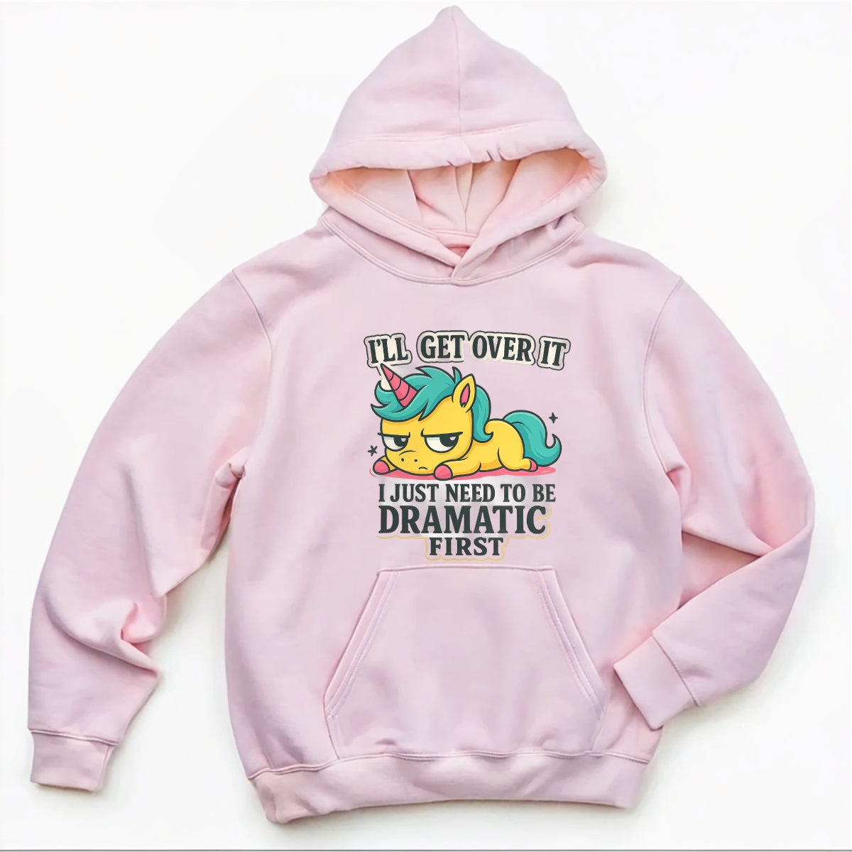 Funny Unicorn DTF Transfer for T-Shirts , “I’ll Get Over It” Grumpy Cartoon Iron-On Patch , Cute Sarcastic Quote Heat Press Design for all