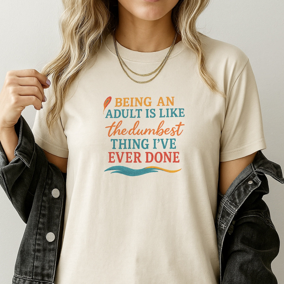 DTF Heat Transfer Iron On Sticker , "Adulting Is The Dumbest Thing" Quote | Adult Humor Art Sticker for T-Shirts, Hoodies, Tote Bags