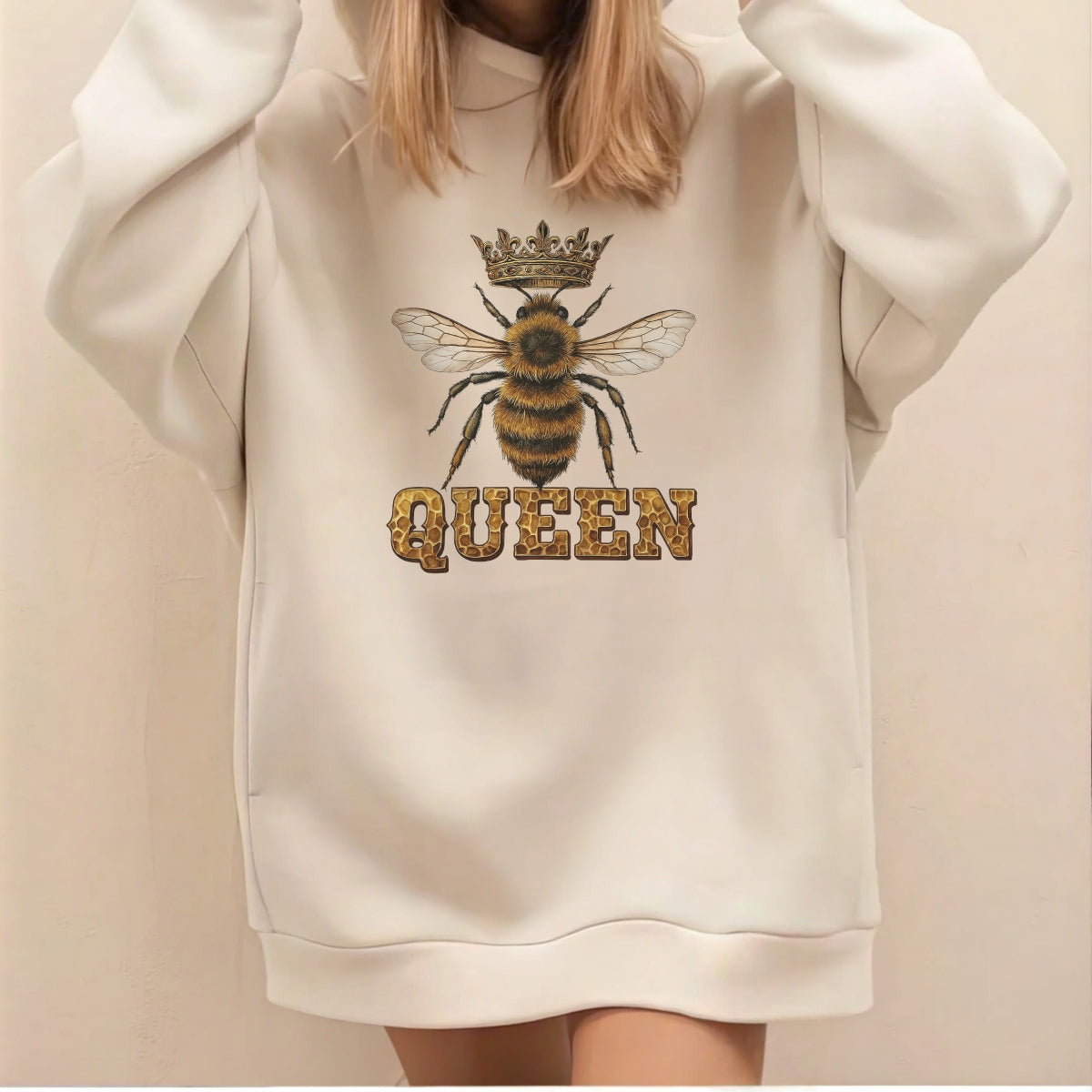 DTF Heat Transfer Iron On Sticker Queen Bee Design Premium Quality Full Color Long Lasting for Clothing Apparel DIY Craft