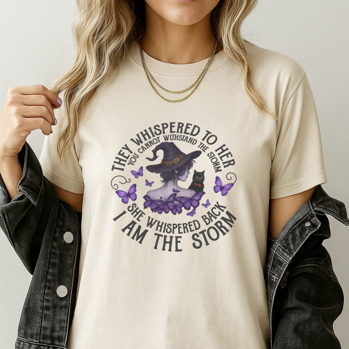 I Am The Storm Witch Girl DTF Heat Transfer,Gothic Purple Butterfly Iron-On Decal for T-Shirts, Halloween Witchcraft Sublimation, DIY Apparel Print for Women, Ready to Press
