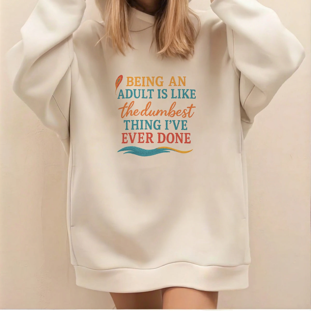 DTF Heat Transfer Iron On Sticker , "Adulting Is The Dumbest Thing" Quote | Adult Humor Art Sticker for T-Shirts, Hoodies, Tote Bags