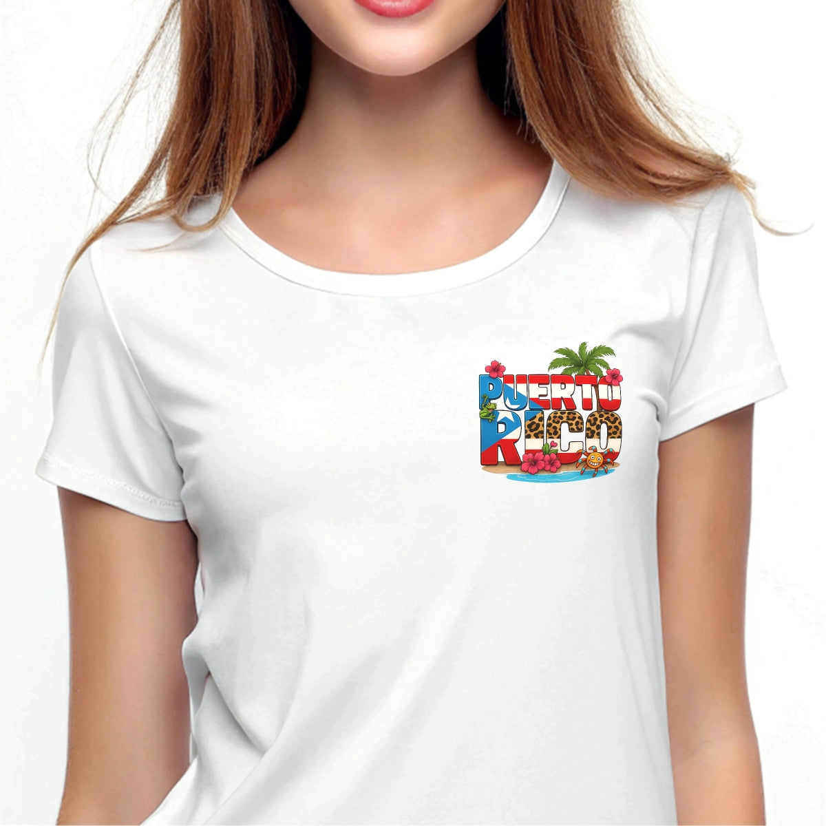 DTF Heat Transfer Iron On Sticker Puerto Rico Design Tropical Floral Palm Tree Hibiscus for T-Shirts Jeans Hoodies Bags DIY Crafts
