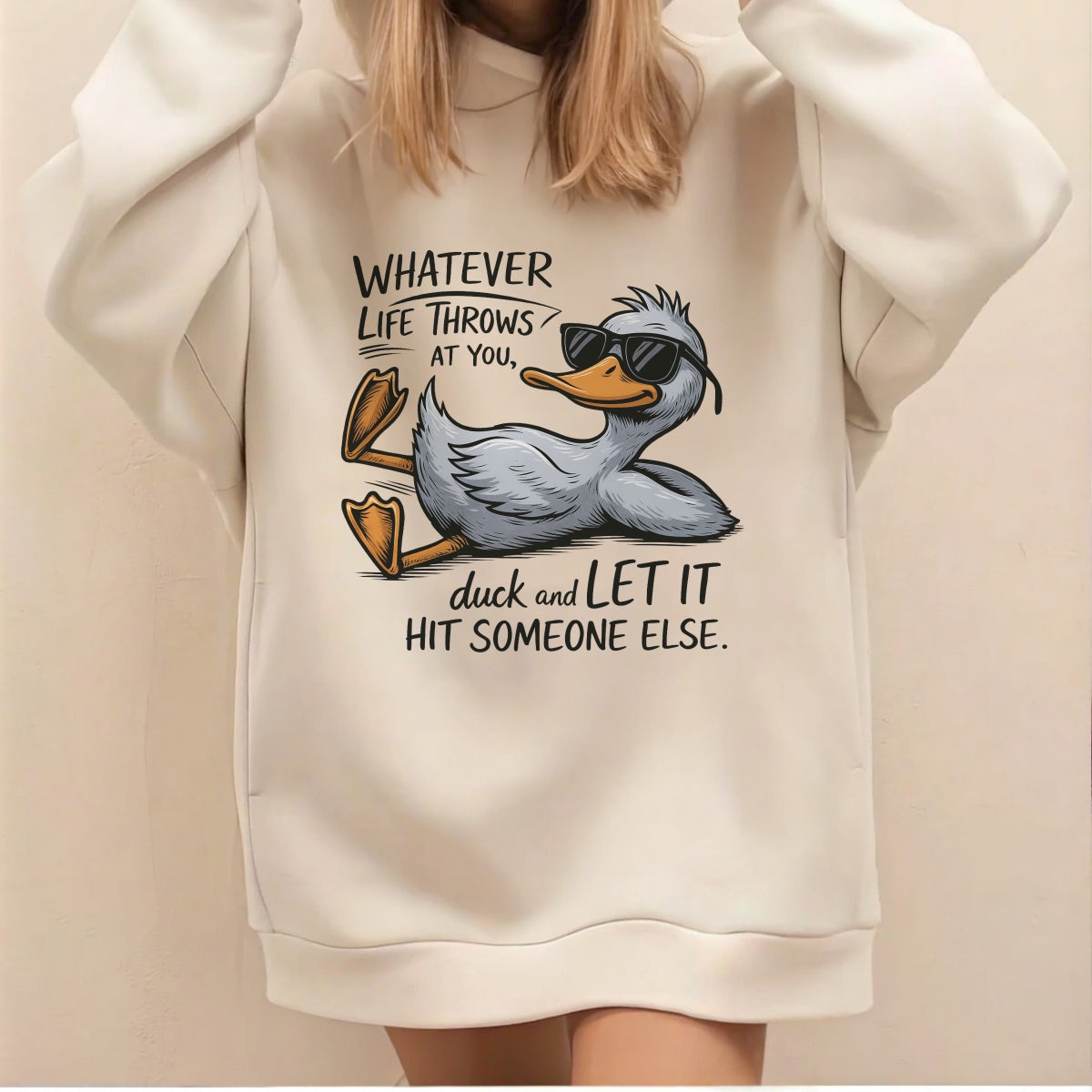 Funny Duck Iron On Transfer ,Cute Cartoon Animal with Quote , Heat Press Decal for DIY T-Shirts, Hoodies, Tote Bags