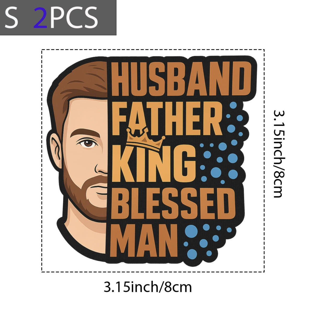 DTF Heat Transfer Iron On Sticker , Husband Father King Blessed Man Design , Family Pride Art and Apparel Decal for T-Shirts, Hoodies, Tote Bags