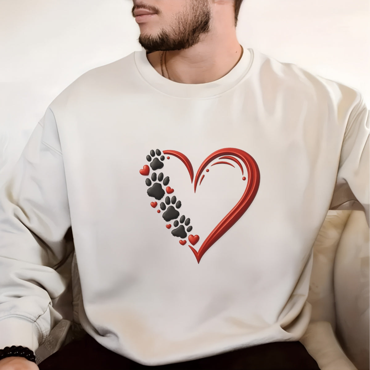 Dog Paw Heart DTF Transfer for T-Shirts ,  Pet Lover Heat Press Iron On Decal , Cute Animal Paw Print Vinyl ,  DIY Apparel Design for all , Ready to Press
