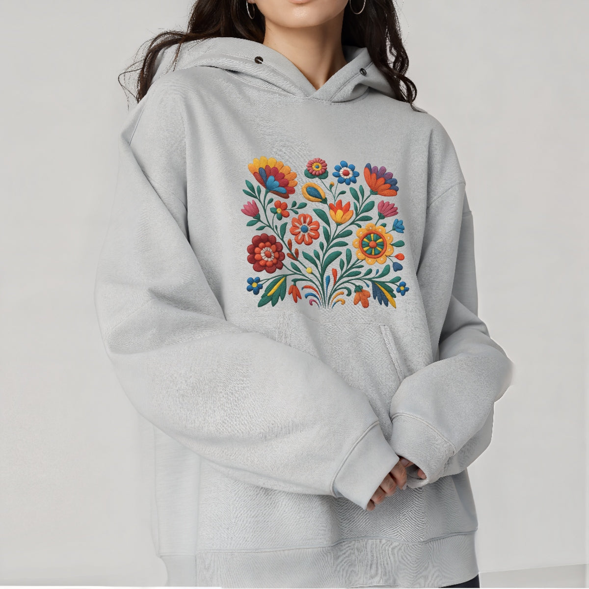 Mexican  Folk Embroidery Style Iron-On Transfer Patch , 3D Colorful Floral Appliqué for DIY T-Shirts, Tote Bags