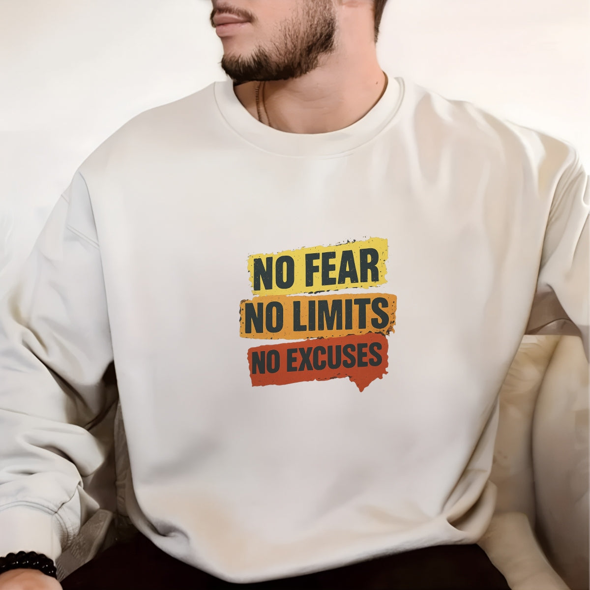 DTF Heat Transfer Iron On Patch ,No Fear No Limits No Excuses , Motivational Graphic for T-Shirts,  Hoodies, Tote Bags