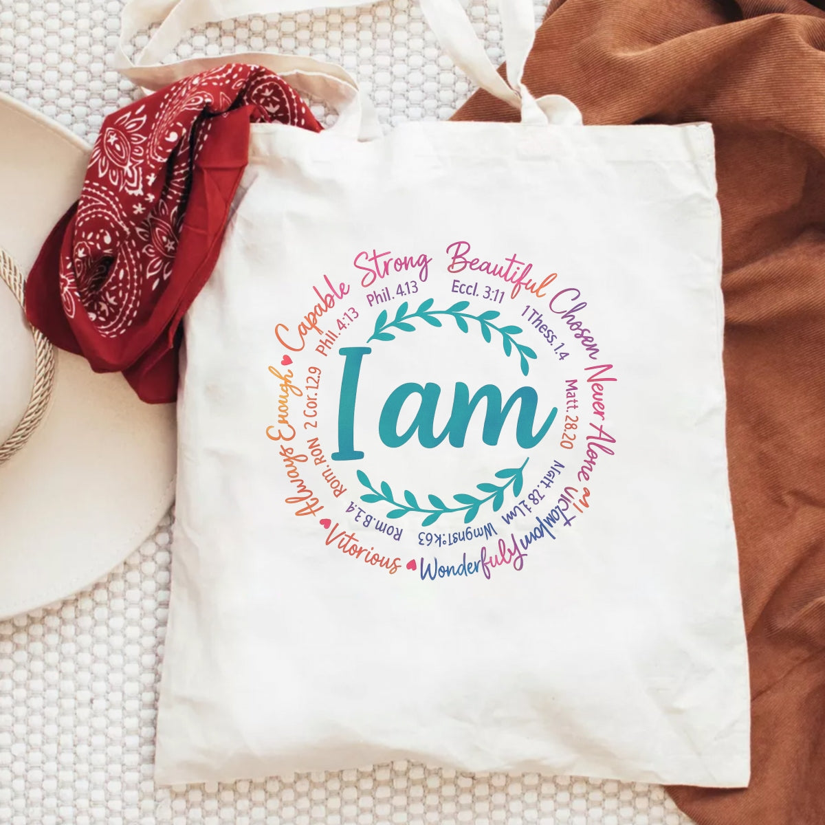 I Am Bible Verse Heat Transfer,  Inspirational Christian Iron-On Decal for T-Shirts, Clothing, Pillow Decor ,  Washable DIY Craft Sticker