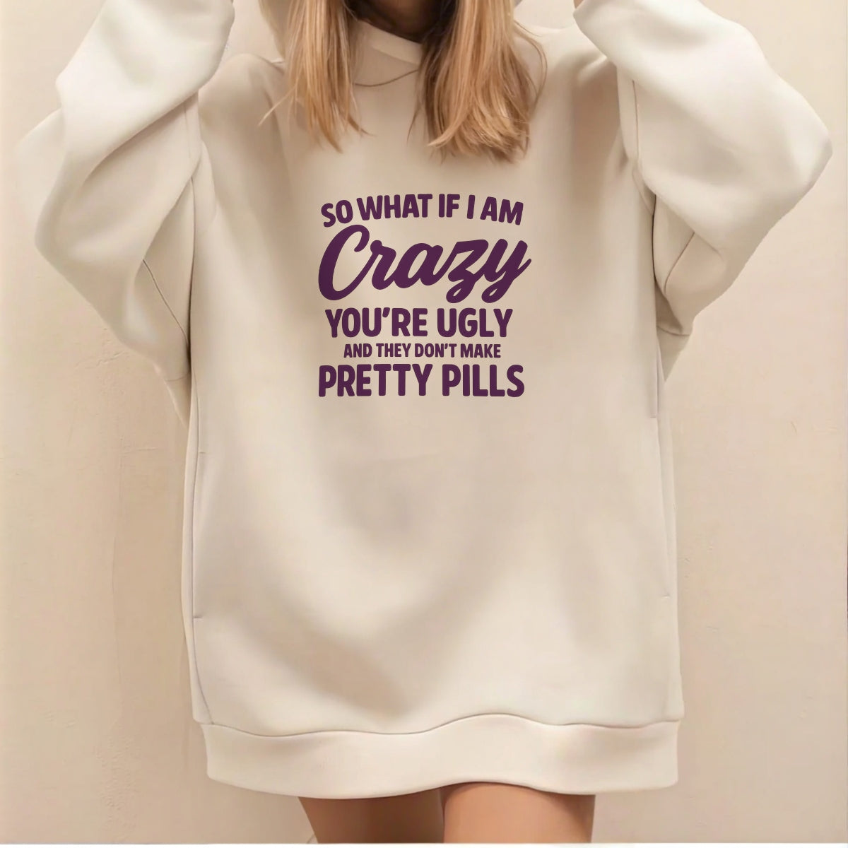 DTF Heat Transfer Iron On Sticker , "SO WHAT IF I AM Crazy" Sassy Quote Graphic ,Viral Social Media Decal for T-Shirts, Hoodies, Tote Bags
