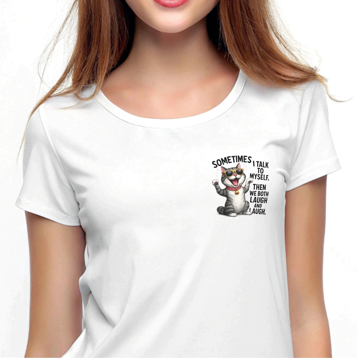 DTF Heat Transfer Iron On Sticker, Funny Cat Self,Talk Sticker for DIY Clothing Jeans Bags Shoes