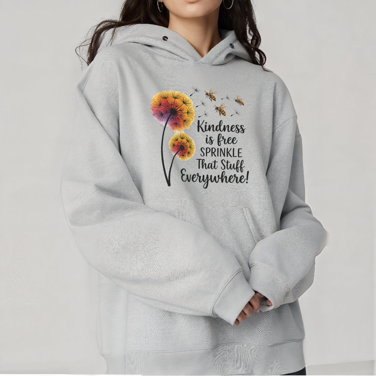 Kindness Quote Iron-On Transfer ,  Colorful Dandelion and Bee DIY Patch for T-Shirts, Tote Bags, Gifts , Aesthetic Heat Press Decal for all