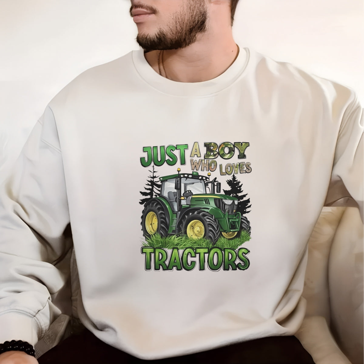 DTF Transfer Decal  Green Style Tractor Art ,Farm Themed Apparel Sticker ,3D Text Outdoor Adventure Decal for Clothing, Tote Bags