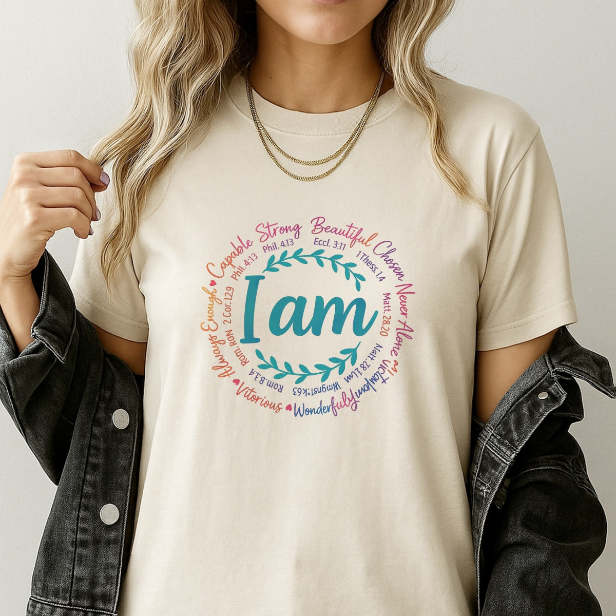 I Am Bible Verse Heat Transfer,  Inspirational Christian Iron-On Decal for T-Shirts, Clothing, Pillow Decor ,  Washable DIY Craft Sticker