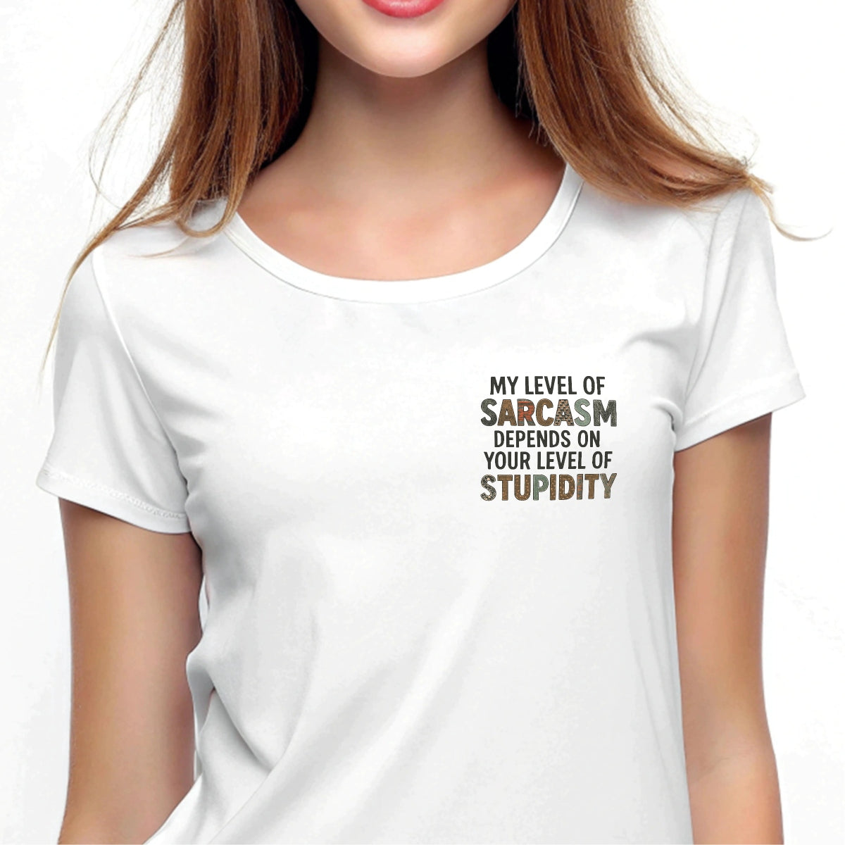 Funny Sarcasm Iron-On Transfer, ‘My Level of Sarcasm Depends on Your Level of Stupidity’,Vintage Style Heat Press Decal for T-Shirts, Bags, DIY Crafts