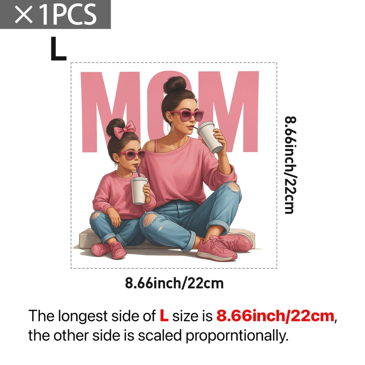 Mom and Daughter Matching Outfits Iron On Transfer ,  Cute Mother’s Day Heat Press Design for T-Shirts, DIY Gift