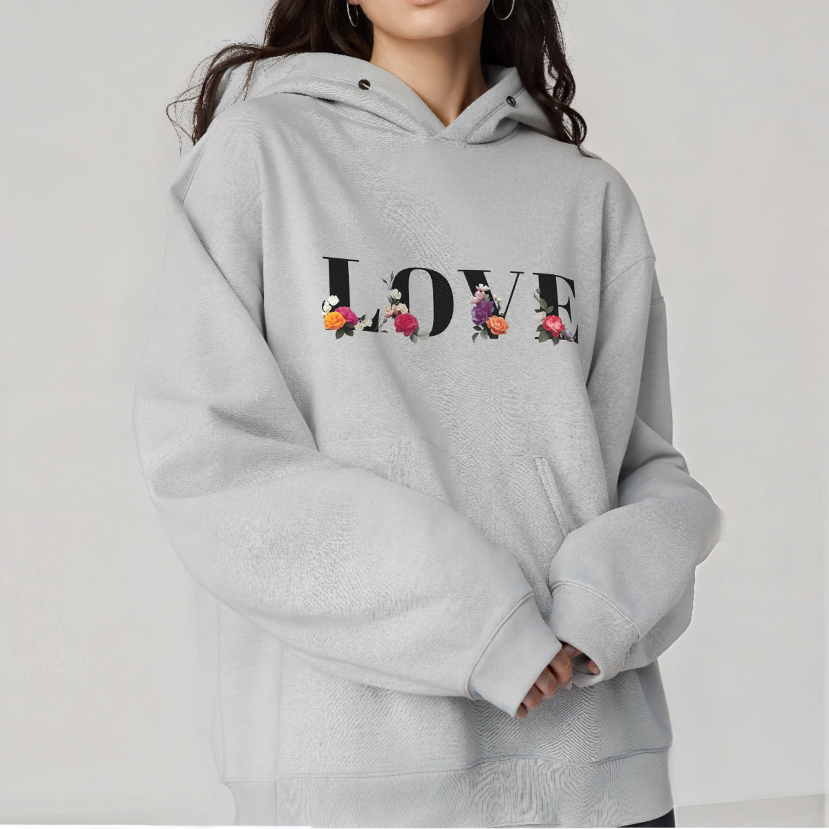 LOVE Floral DTF Transfer for T-Shirts , Romantic Waterproof Heat Press Iron-On Patch for DIY Valentine's Day,  Wedding,  Anniversary,  Aesthetic Graphic Tees, Trendy Apparel Decoration