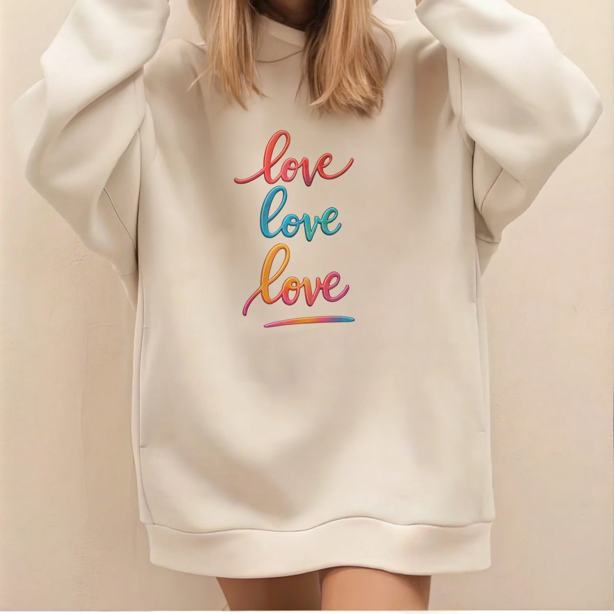 3D LOVE Iron-On Transfer Patch,Colorful Gradient Heat Press Decal for DIY T-Shirts, Hoodies & Gifts