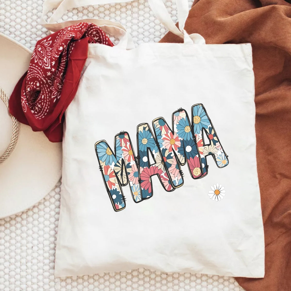 6 PCS Set DTF Heat Transfer Iron On Sticker - Floral, Checkered, Striped & Strawberry Mama Letters - Custom Mothers Day Gift for T-Shirts, Tote Bags, Hats DIY Decoration