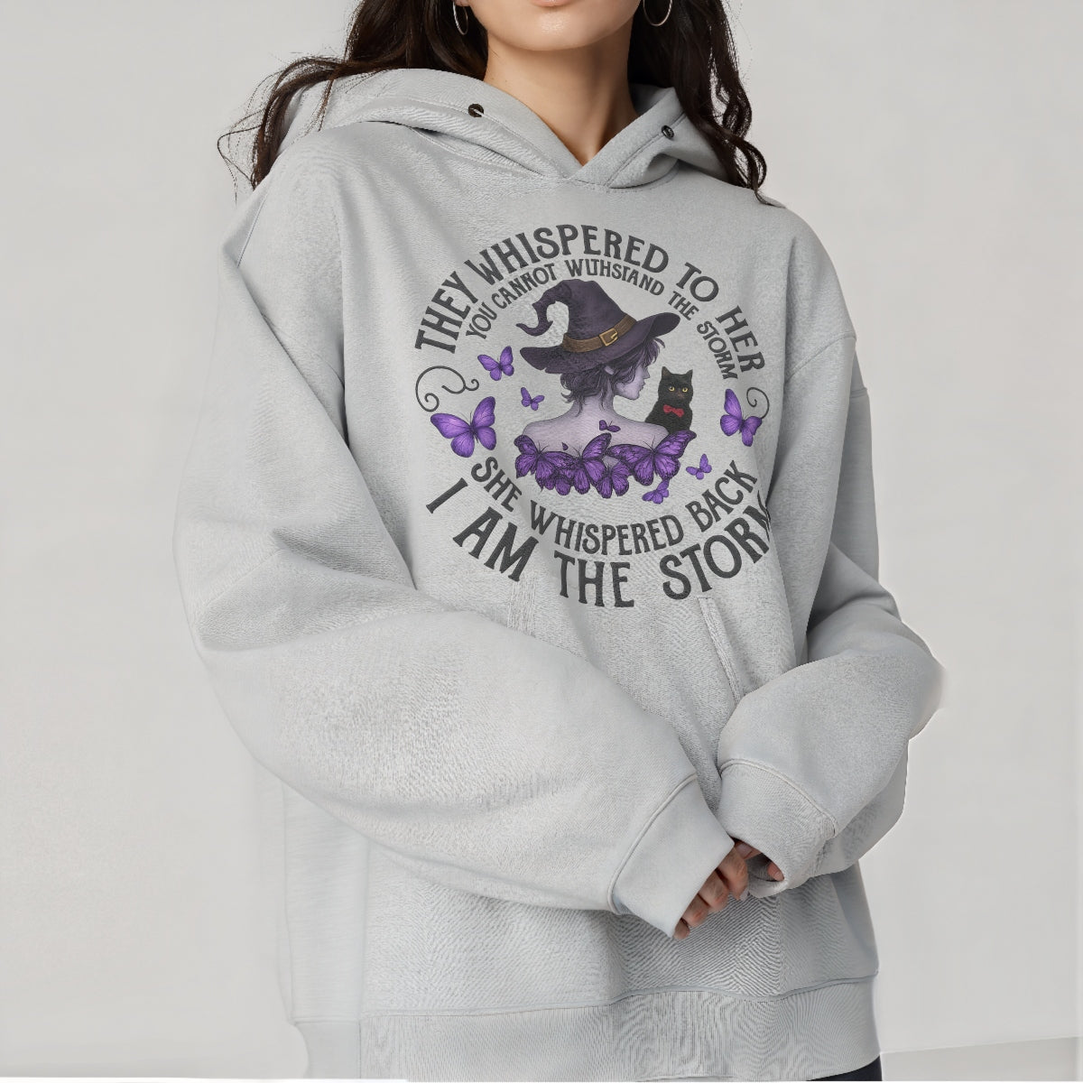 I Am The Storm Witch Girl DTF Heat Transfer,Gothic Purple Butterfly Iron-On Decal for T-Shirts, Halloween Witchcraft Sublimation, DIY Apparel Print for Women, Ready to Press