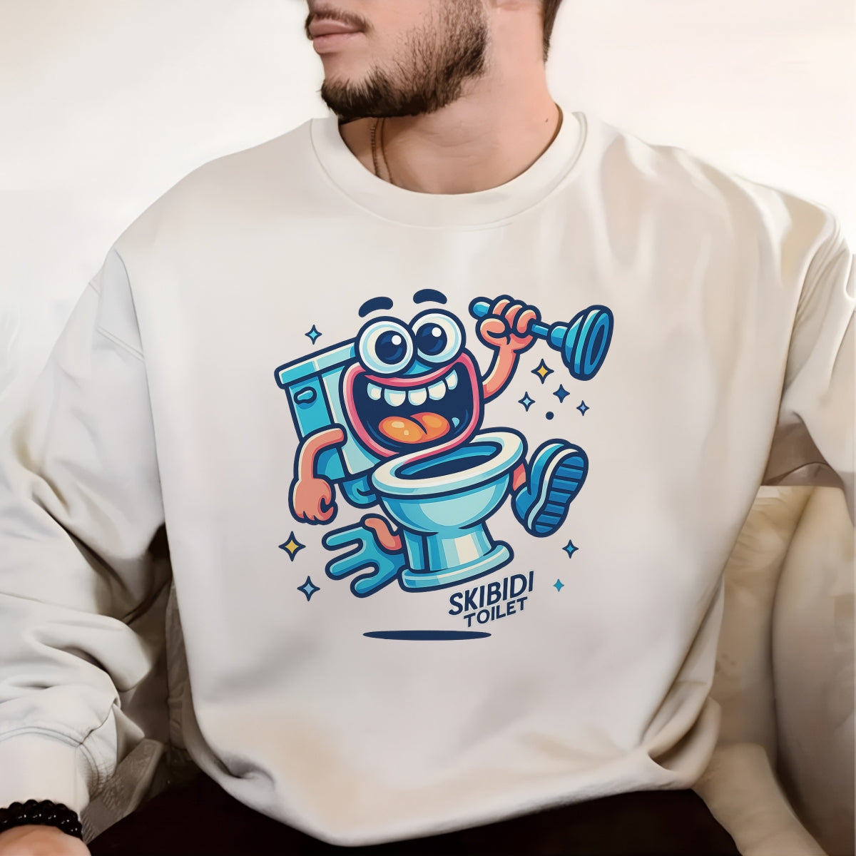 DTF Heat Transfer Iron On Sticker: Creative Toilet Seat Character Sticker for DIY Clothing Bags Accessories and Home Decor