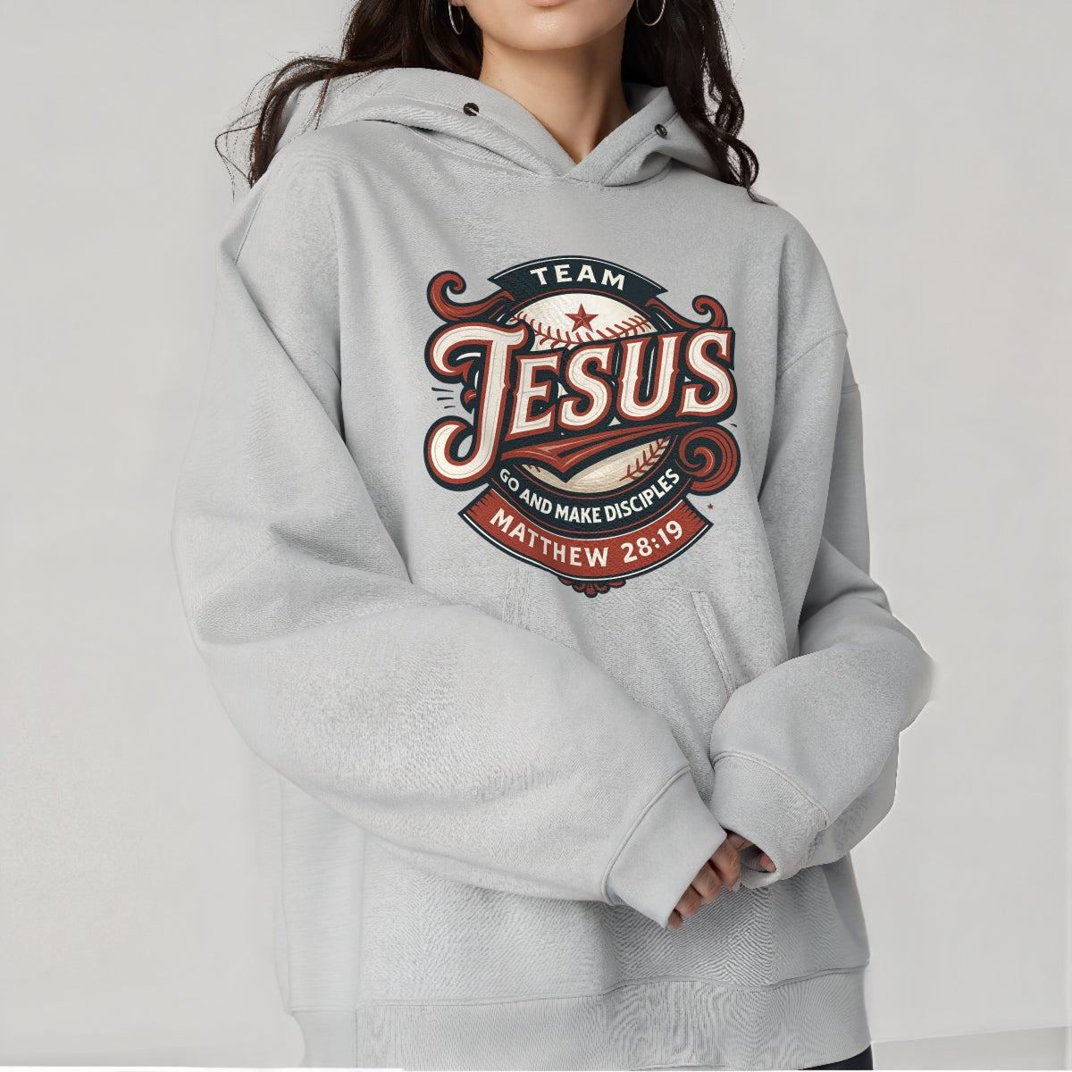 Team Jesus DTF Transfer – Christian Baseball Iron On Patch for T-Shirts | Religious Heat Press Sticker | Matthew 28:19 Bible Verse Faith Graphic | DIY Christian Apparel Decor